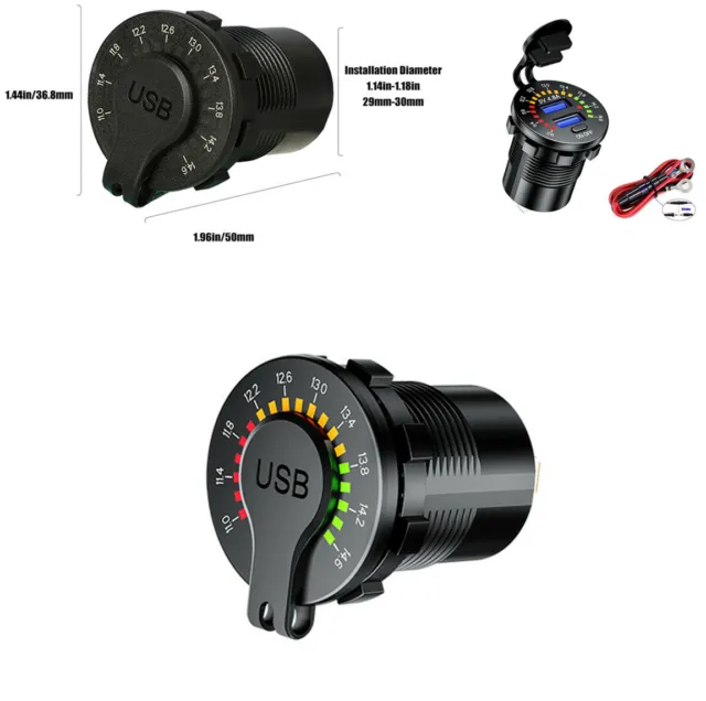 4.8A Dual USB SUV Car Fast Charger Socket Power Outlet LED Voltmeter Waterproof