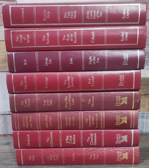 8x Readers Digest: Condensed Books - Various Titles, Red Hardback Books