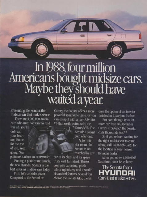 1989 Hyundai Sonata - "Maybe They Should Have Waited A Year" - Print Ad Photo