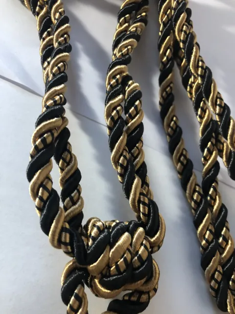 Hanging Large Drapery Tassels Gold And Black 8