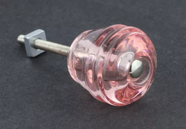 1-1/8" Antique Depression Glass Barrel Knob Pink