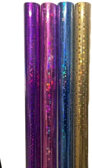 4 x 2M Holographic Gift Wrap Rolls Foil Party Shiny Luxury Wrapping Paper