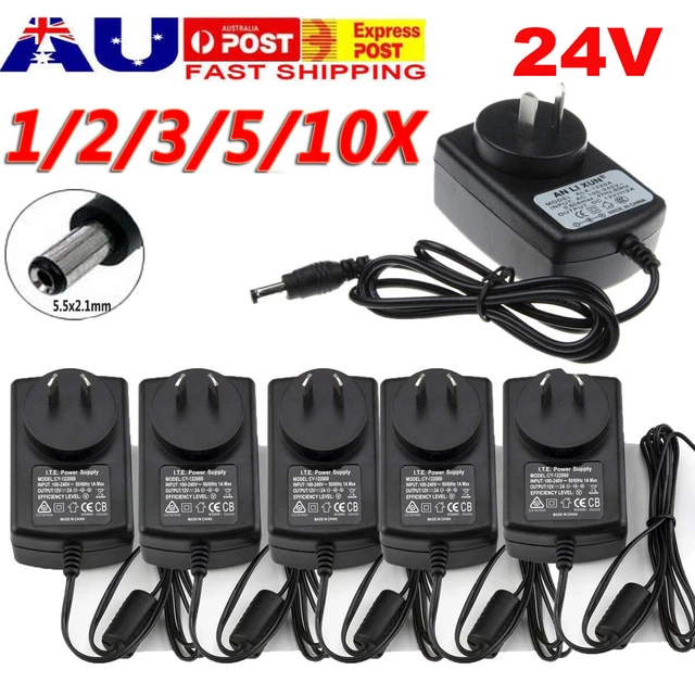 DC 24V 2A Power Supply Charger Adapter for LED Strip Lights for CCTV Camera AU