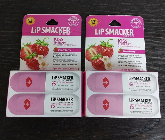 2 Pack LIP SMACKER SPF 30 KISS THERAPY STRAWBERRY LIP BALM, NEW