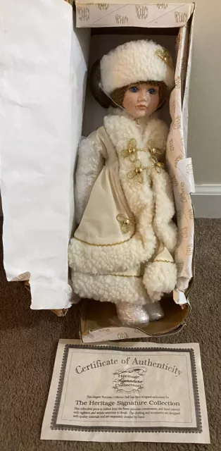 Heritage Signature Collection Christmas Winter Doll Damaged Box, W/Certificate