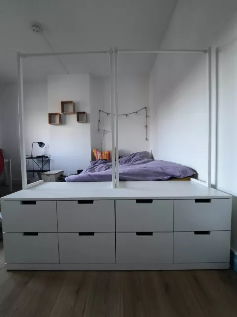 IKEA Nordli Kommode Schrank mit 8 Schubladen u. Kleiderständer, weiß, 160x169 cm