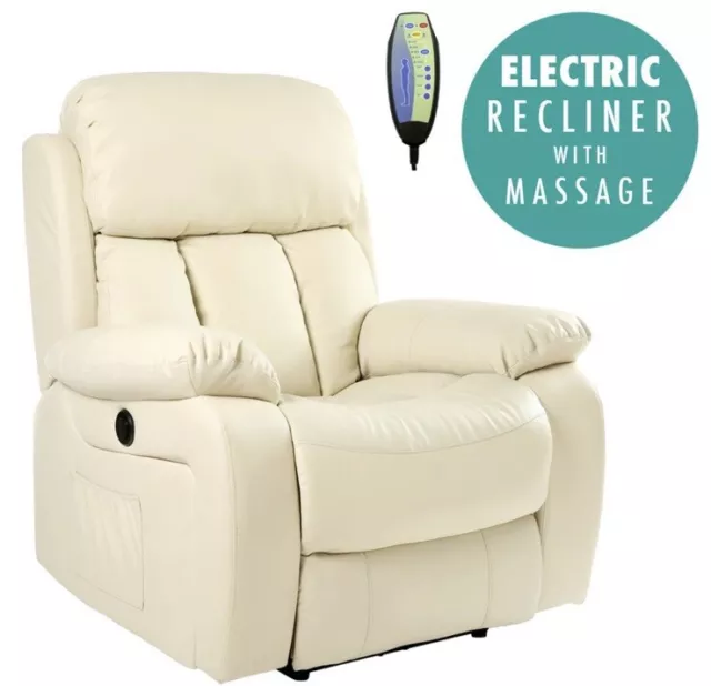 Chester Electric Heated Leather Massage Recliner Chair Sofa Gaming Home Armchair