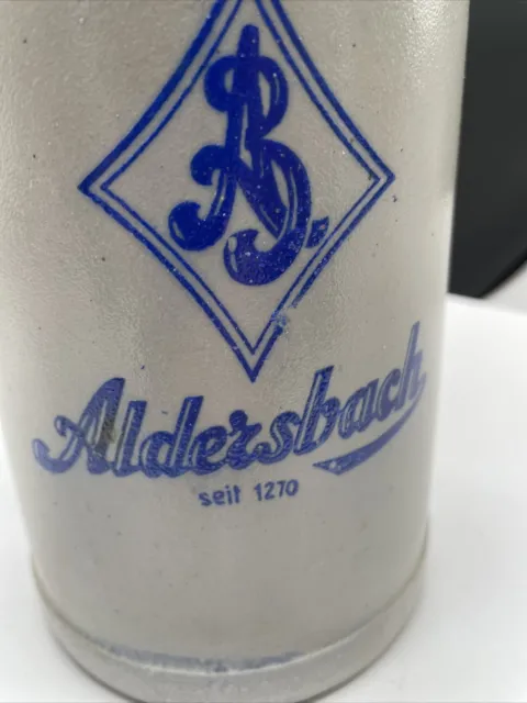 Bierkrug Brauerei Aldersbach Bräu  Maßkrug 1L Steinzeug  Alt RegM2/a 2