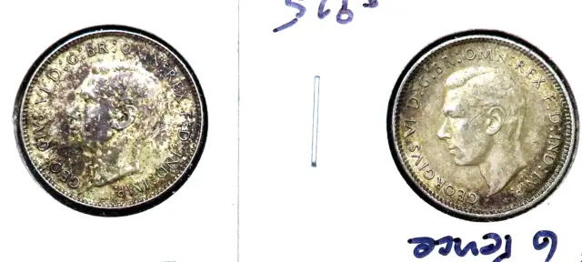 1942-D and 1943-D Australia Silver Six Pence-High Grade