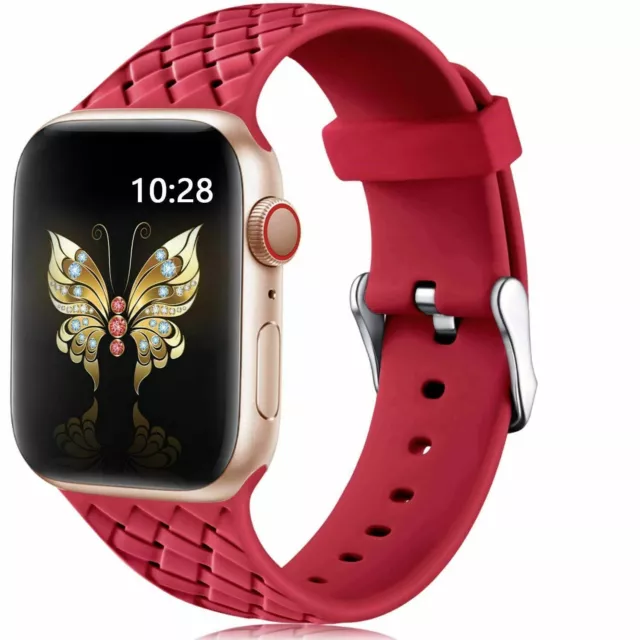 Correa de silicona para Apple Watch Band 44/40/45/41/42/38 mm Patrón tejido...