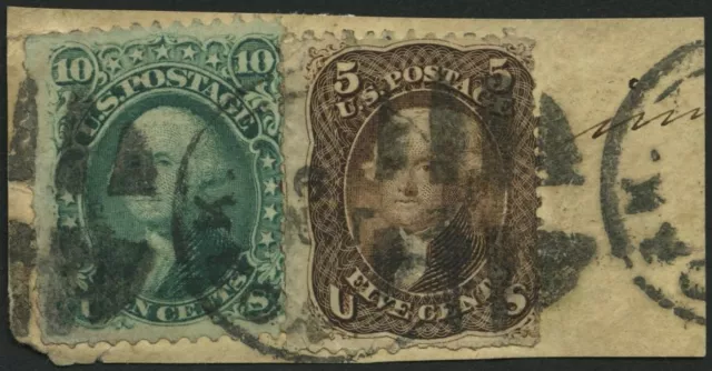 USA 19W,20W BrfStk, Scott 95/6, 1867, 5 C. Jefferson und 10 C. Washington, beide