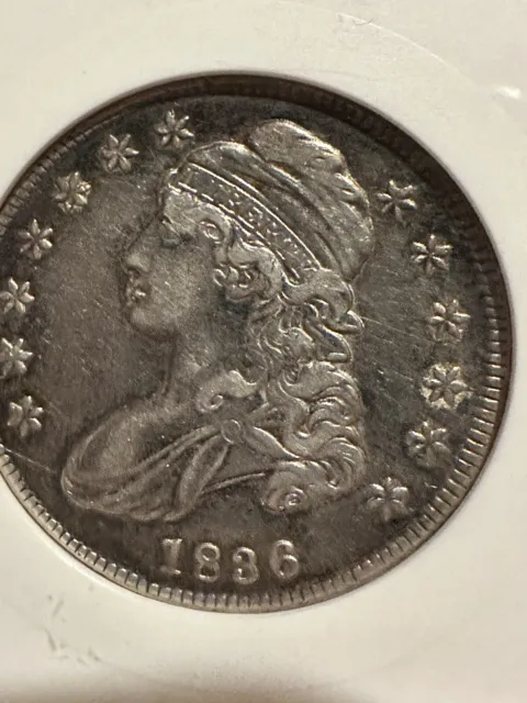 1836 Capped Bust Half Dollar. VF20 EF Details. Beautiful Silver Coin.  KM# 37