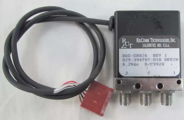 RelComm Technologies RF Relay Transfer Switch RDS-SR026 SPDT W/ SMA 8.2VDC NEW