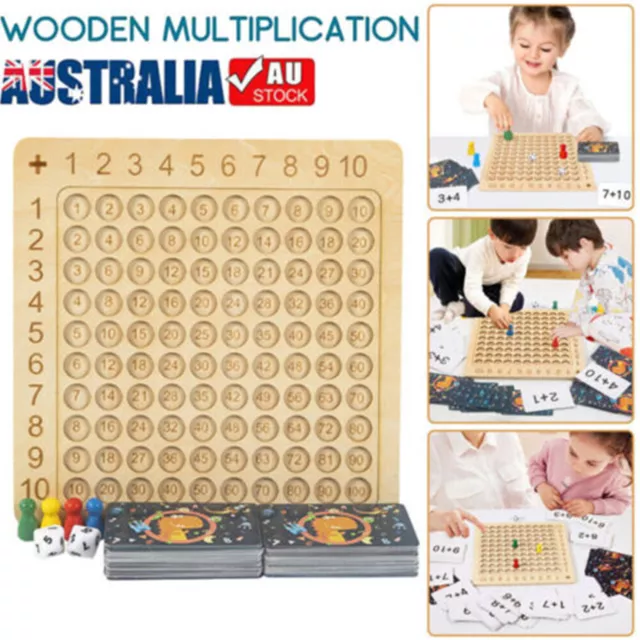 Wooden Montessori Multiplication Board Game Preschool Times Tables Games Kids