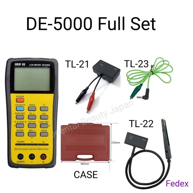 DER EE DE-5000 High Accuracy Handheld LCR Meter TL-21 TL-22 TL-23 Set Tools New 785533177862 | UK