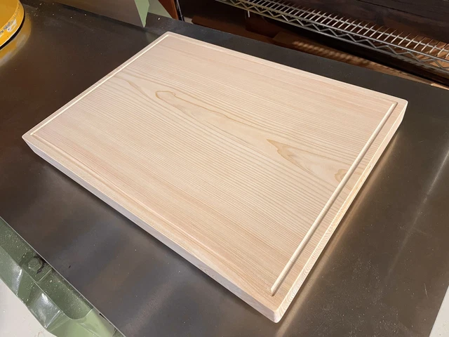 CUSTOM ORDER Japanese cypress HINOKI silk finished cutting board.(Wifh grooving)