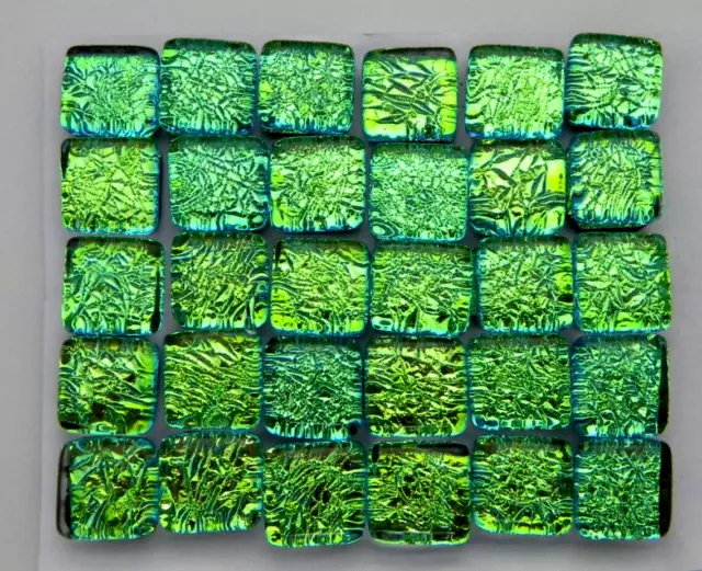 SPARKLE CRINKLE 30 pcs SQUARE DICHROIC earring bracelet FUSED GLASS (J14) CABS
