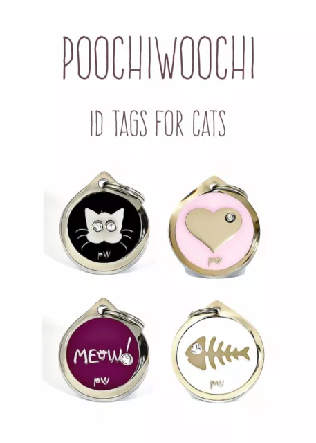 Cat ID Tags Beautiful Engraved Pet Cat ID Identity Tags & Discs for collars