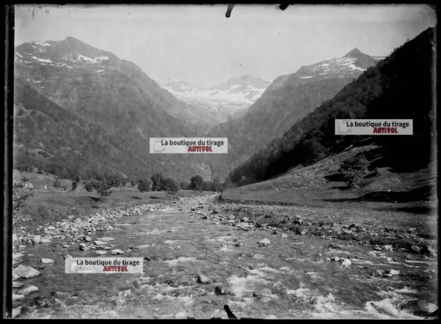 13x18cm Black & White Negative Antique Photo Glass Plate Mountain Landscape