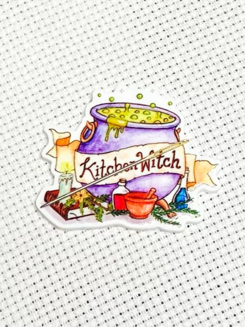 Kitchen witch needle minder, Corner Cover fridge magnet