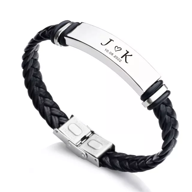 Personalised Men's PU Leather Bracelet for Dad Husband Birthday Fathers Day Gift