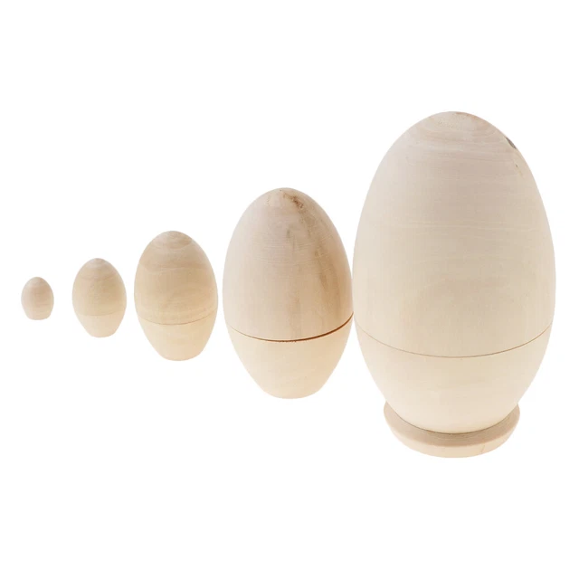 5pcs Unbemalte Babuschka Puppen Nesting Dolls Blank Ei Matroschka Puppe Set