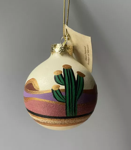 Vintage Tesa Art Pottery Grand Canyon Cactus Ornament Southwestern Hand Painted