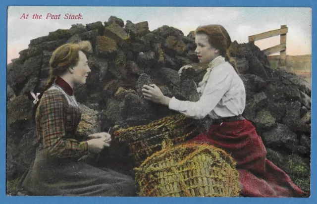 AT THE PEAT STACK Shetland Life Hartmann’s Real Glossy Series G Old Postcard