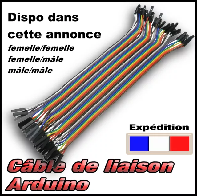 40 fils de liaison Dupont Arduino - mâle et femelle choix dans l'annonce - câble