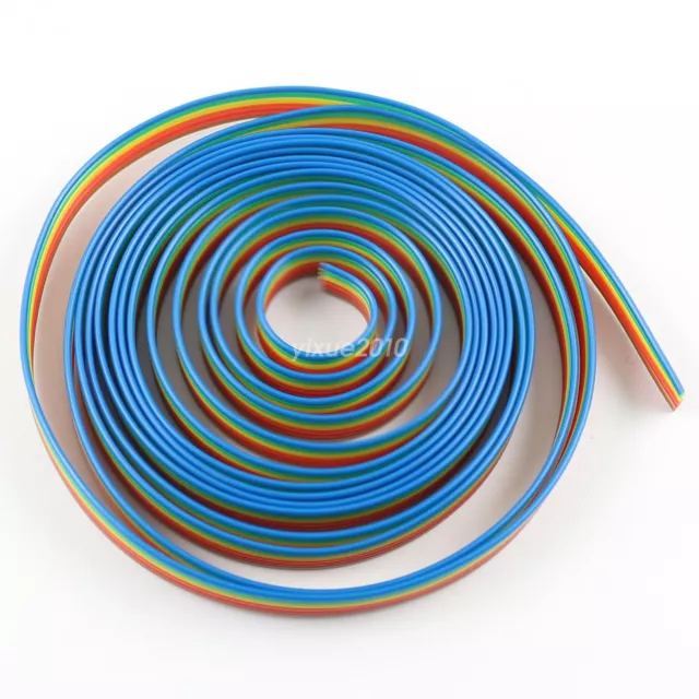 2M Meter 1.27mm Pitch 6 Way Wire Conductor Rainbow Color IDC Flat Ribbon Cable