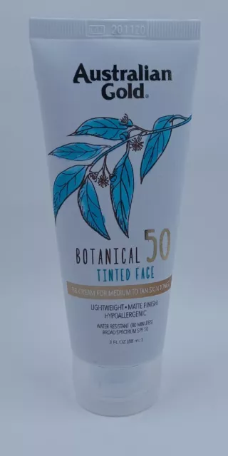 Australian Gold Botanical Sunscreen Cream SPF 50 Medium to Tan Skin Tones 3oz