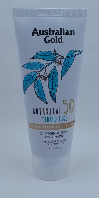 Australian Gold Botanical Sunscreen Cream SPF 50 Medium to Tan Skin Tones 3oz