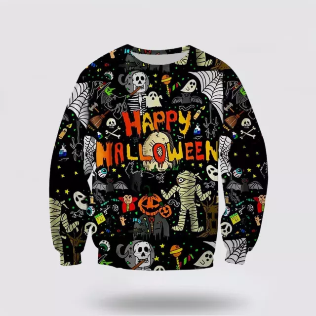 Happy Halloween Skull Pumkin Scary Pattern All Over Print Sweatshirt