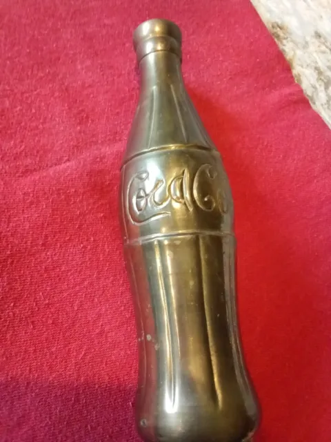 brass coke bottle vase, made in India, 6.75" high
