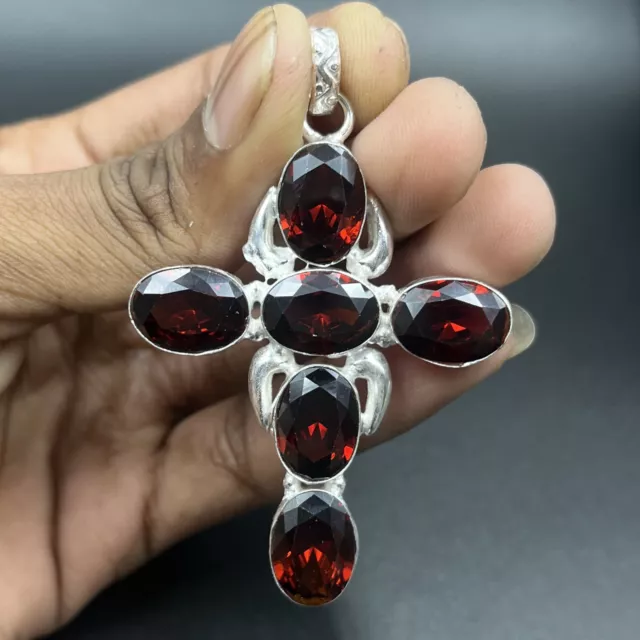 925 Sterling Silver Mozambique Garnet Gemstone Handmade Jewelry Pendant