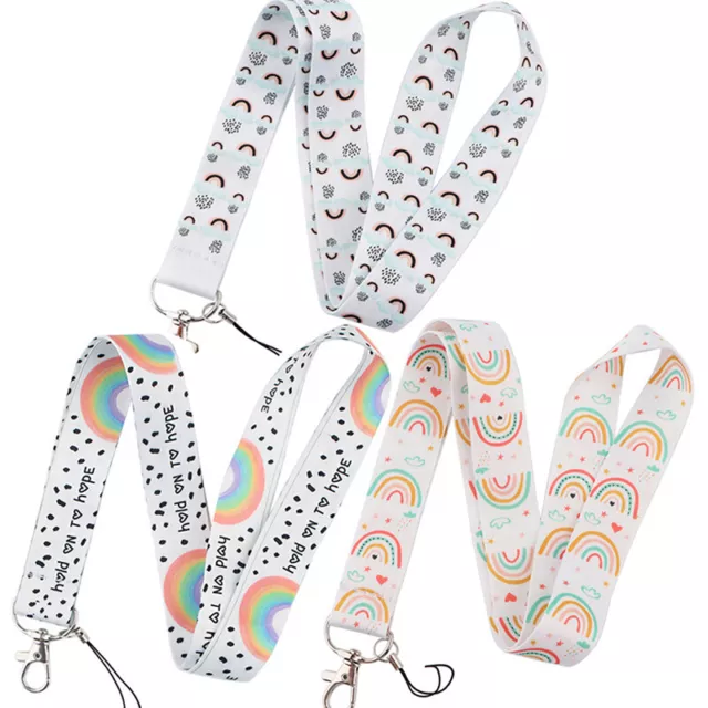 1pc Rainbow Neck Strap Lanyard for Keys ID Card Gym Mobile Phone Straps Lany*_*