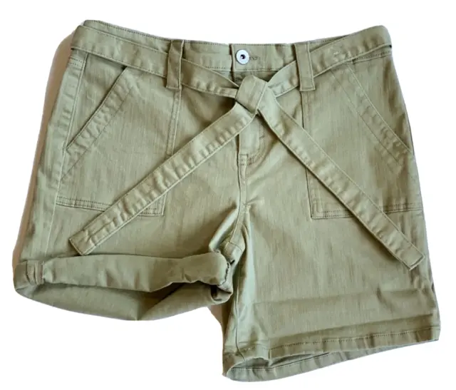 Style & Co Women's Shorts Utility Mid Rise Olive Green Denim Size 8 Fits 32