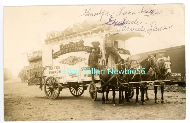Portland Oregon OR - C.O. PICK HORSE DRAWN MOVING WAGON - RPPC Postcard