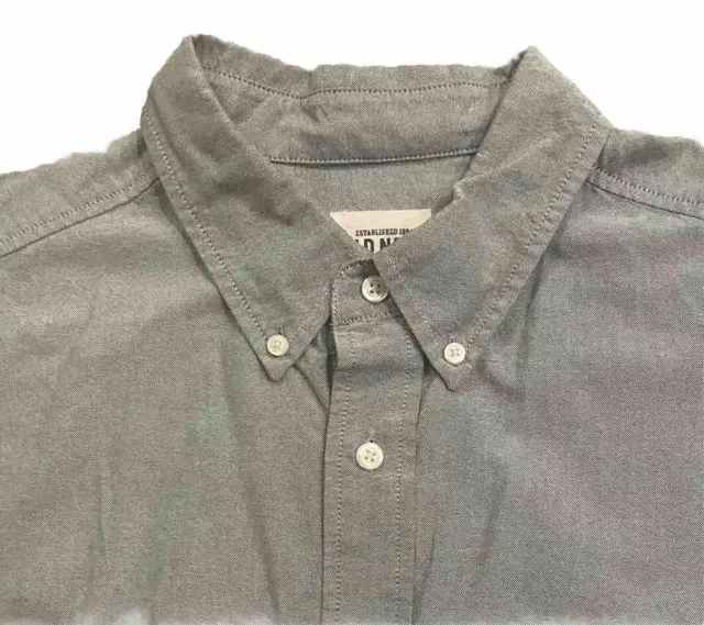 Old Navy Oxford Long Sleeve Button Down Shirt Solid Gray Pocket Mens L Casual