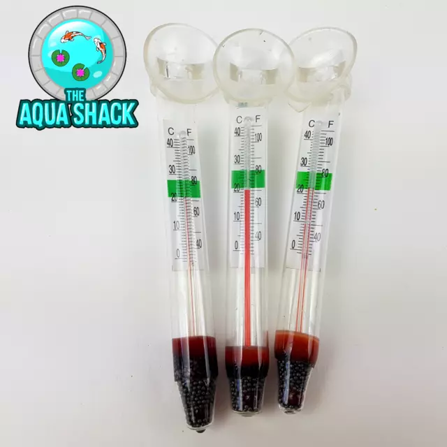 Aquarium Thermometer Glass Suction Cup Easy Read Temperature Accessory Fish Tank