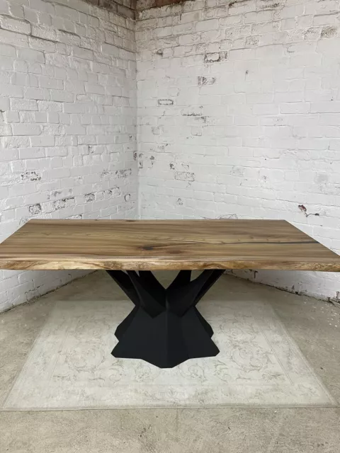 English Elm Table Live Edge Sculpted Base 184 X 84cm X 46mm Choice of Other Legs