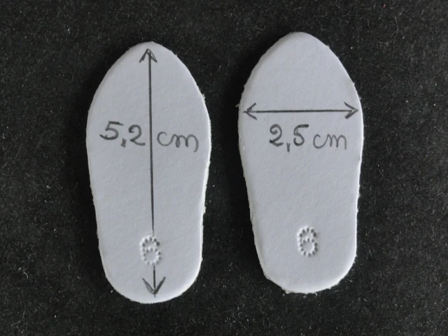 CHAUSSURES en CUIR JU6 (5.3cm) pour POUPEE ANCIENNE- DOLL SHOES- G.BRAVOT-FRANCE 2