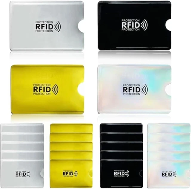 10 Portacarte RFID Shield 9,2x6,2 Cm – Protezione Contactless Per Carte Di Credito E Bancomat, Nero Metallizzato