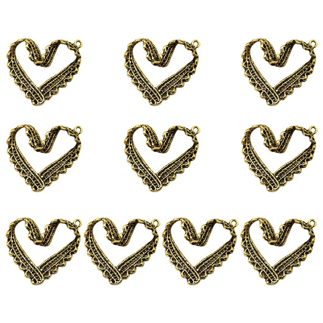 10 Stück Spitze Herzform Anhänger Alloy Charms DIY Schmuck Herstellung Zubehör