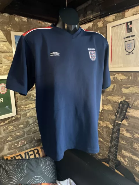 Vintage Retro England Training Football Shirt Umbro Large L