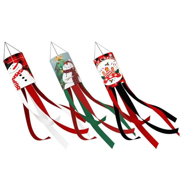 3 Pcs Hanging Windsock Christmas Hair Dryer Flag House Ornaments Decorate