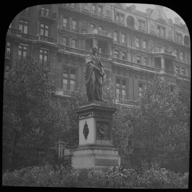 Magic Lantern Slide STATUE OF BARTLE FRERE EMBANKMENT GARDENS LONDON C1910 PHOTO