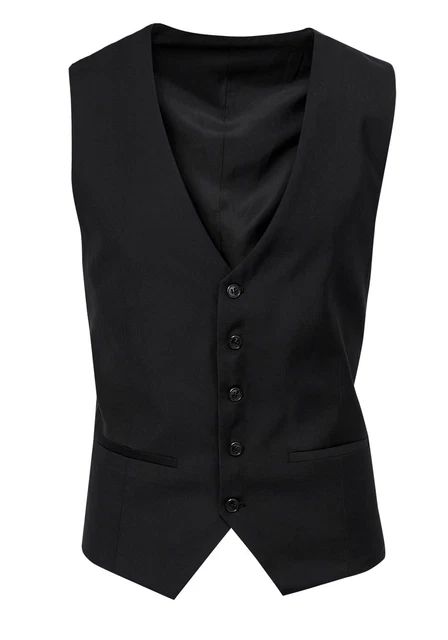 Gilet Panciotto Uomo Nero Casual Elegante Slim Fit Smanicato Corpetto Cerimonia