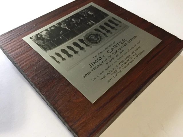 President Jimmy Carter -Rare 1977 Inaugural Platform Plaque- White House-Issue