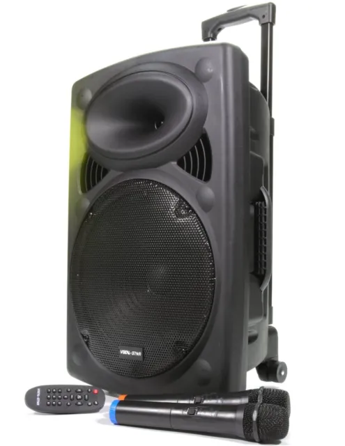 Vocal-Star VS-P150 Portable PA Speaker System Bluetooth 15" 500w 2 Wireless Mics